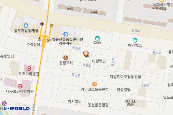 RGB Tower 위치 지도 — 대구광역시 북구 동천로 135-7