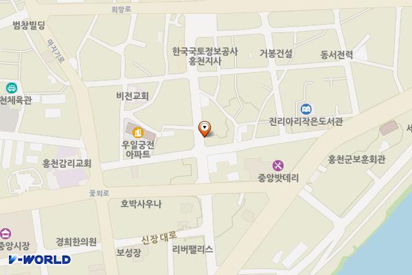 태양반점↔LX한국국토정보공사 위치 지도 — 강원특별자치도 홍천군 홍천읍 진리 52-1