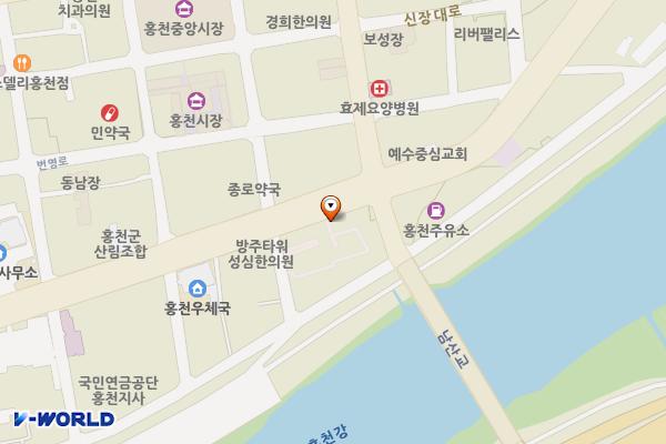 신장대리 구홍천문화원 공영노외주차장 위치 지도 — 강원특별자치도 홍천군 홍천읍 신장대리 51-20