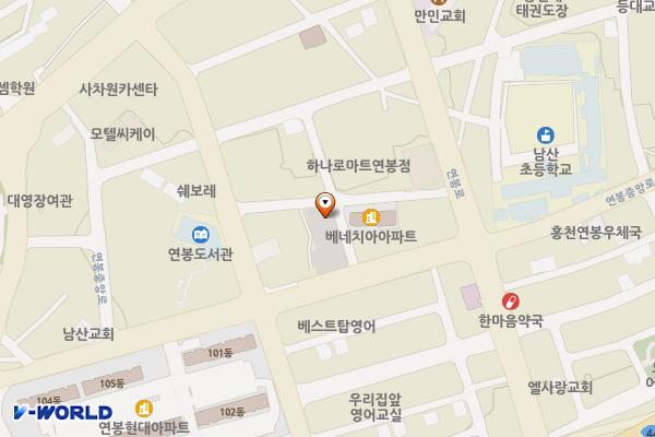 연봉공영노외주차장 위치 지도 — 강원특별자치도 홍천군 홍천읍 연봉리 150-4