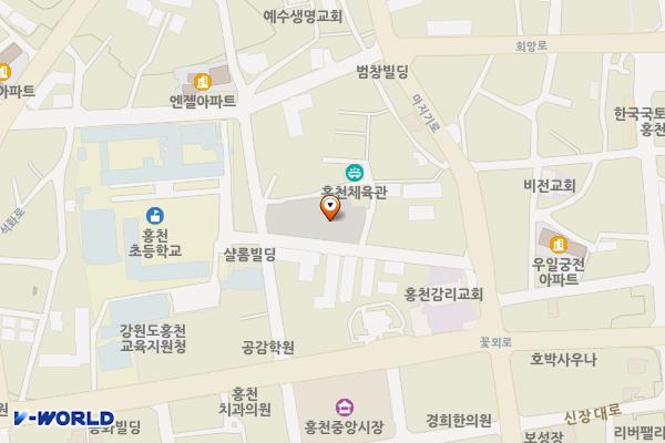 희망리 제3공영노외주차장 위치 지도 — 강원특별자치도 홍천군 홍천읍 희망리 67-4