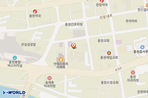 희망리 제1공영노외주차장 위치 지도 — 강원특별자치도 홍천군 홍천읍 희망리 371-2