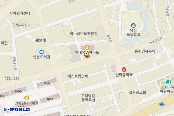 연봉 뚜레주르~연봉도서관 위치 지도 — 강원특별자치도 홍천군 홍천읍 연봉리 493-2