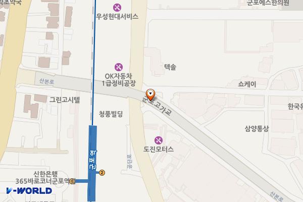 군포고가교밑2공영주차장 위치 지도 — 경기도 군포시 공단로 110