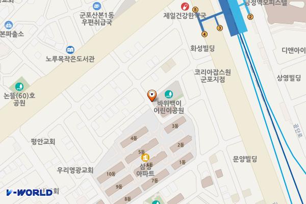 바위백이공영주차장 위치 지도 — 경기도 군포시 군포로735번길 29