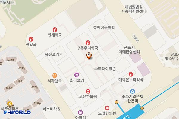중심지하공영주차장 위치 지도 — 경기도 군포시 산본동 1180