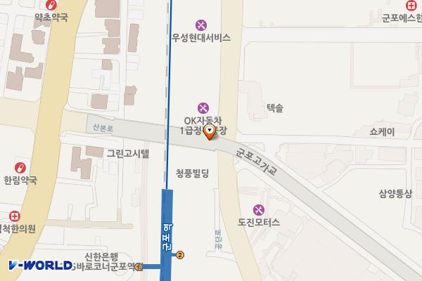 군포고가교밑1공영주차장 위치 지도 — 경기도 군포시 공단로 109
