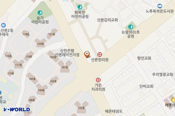 금산로1공영주차장 위치 지도 — 경기도 군포시 금산로 84, 106