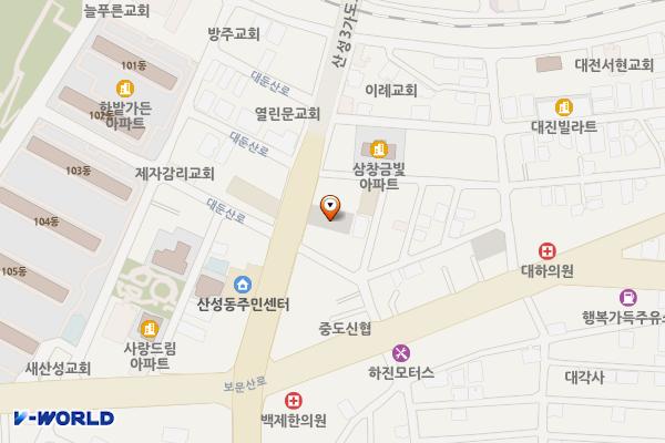 산성시장제2노외 위치 지도 — 대전광역시 중구 대둔산로 412