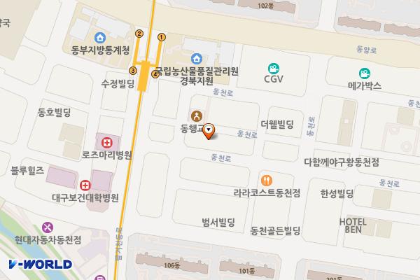 송원 위치 지도 — 대구광역시 북구 동천로 125-14