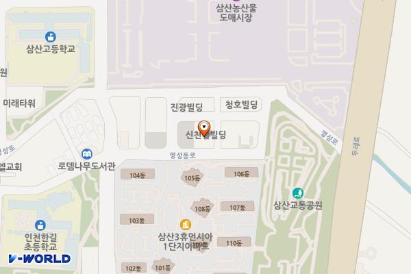 부평2동행정복지센터 위치 지도 — 인천광역시 부평구 영성동로 36-23(삼산동) 일원