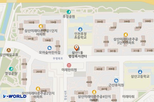 삼산1동행정복지센터 위치 지도 — 인천광역시 부평구 부평북로 447(삼산동)