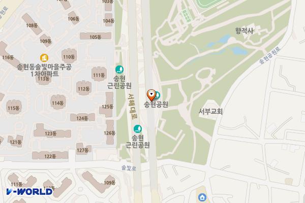 송현근린공원/배수지 위치 지도 — 인천광역시 동구 솔빛로 51