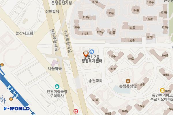 솔마루어린이공원공영주차장 위치 지도 — 인천광역시 송현동 179