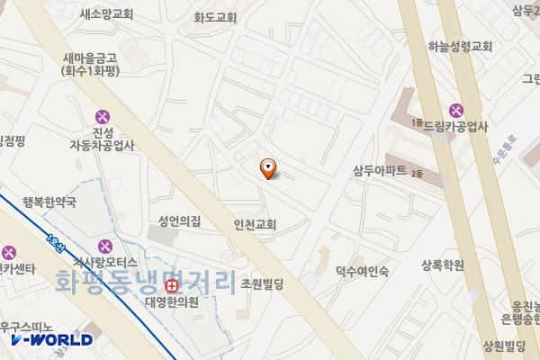 꿈이크는작은도서관 부근 위치 지도 — 인천광역시 동구 화평동 145