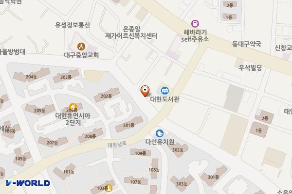 대현남로8길인근 위치 지도 — 대구광역시 북구 대현동 272-27