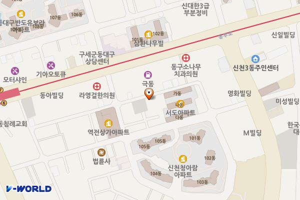 신천3동 공영주차장(전통시장 위치 지도 — 대구광역시 동구 송라로14길 46-1