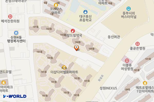 화랑로9길 공영주차장 위치 지도 — 대구광역시 동구 신천동 1513