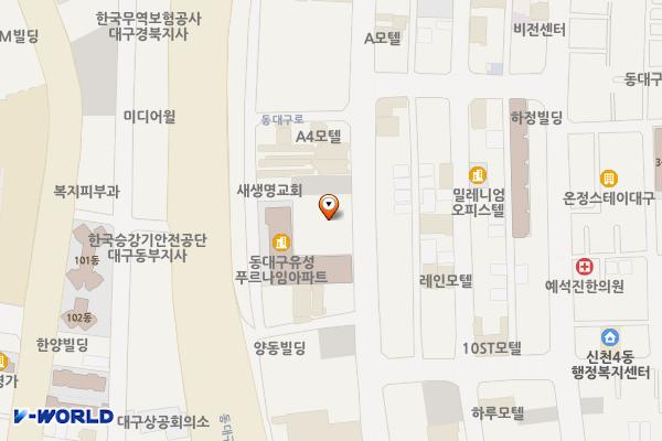 동서식품 동편 도로 위치 지도 — 대구광역시 동구 동부로22길 46