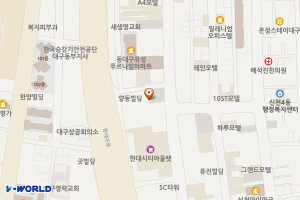 현대아울렛 앞 위치 지도 — 대구광역시 동구 신천동 296-1