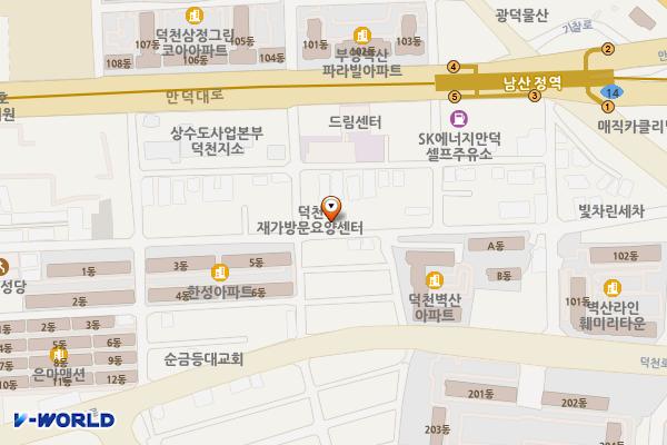 남산정 공영주차장 위치 지도 — 부산광역시 북구 덕천동 404-7