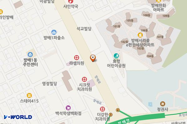 방배역 위치 지도 — 서울특별시 서초구 방배동 910-16