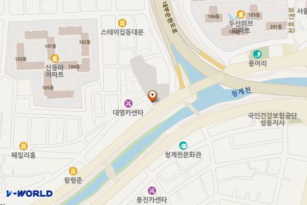 용두유수지공영 위치 지도 — 서울특별시 동대문구 청계천로525