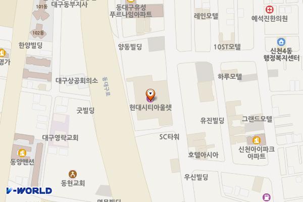 현대아울렛 앞 노상공영주차장 위치 지도 — 대구광역시 동구 동대구로 454