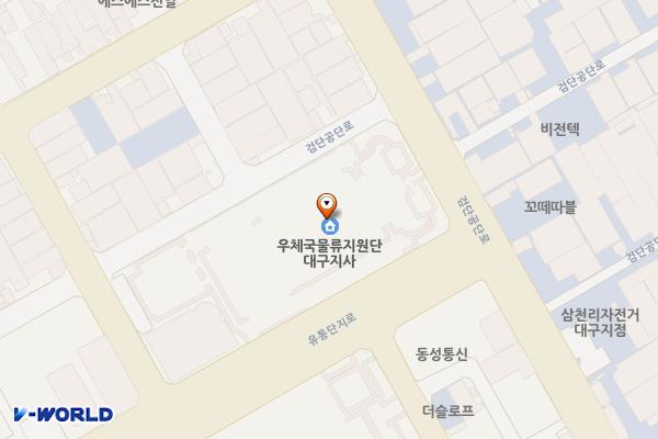 우편집중국주차장 위치 지도 — 대구광역시 북구 유통단지로 115