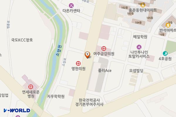 세종로(기아자동차 ～ 백악관웨딩홀) 위치 지도 — 경기도 여주시 홍문동 290