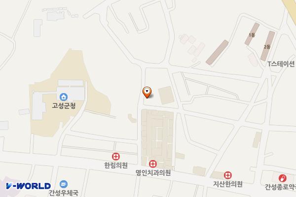 간성전통시장 1 (파머스마켓 옆) 위치 지도 — 강원특별자치도 고성군 간성읍 신안리 309-27