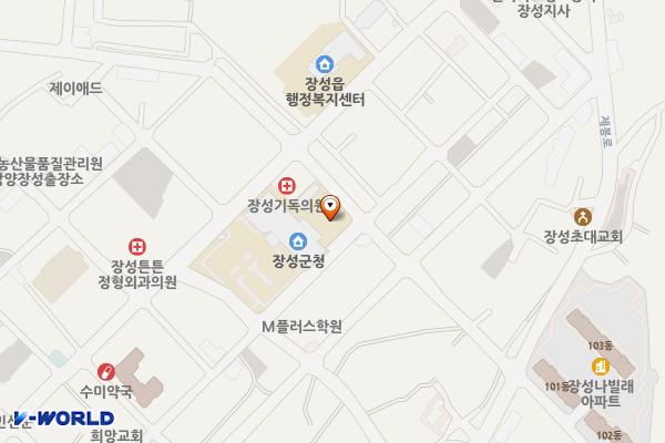 장성군청 후문 위치 지도 — 전남광주통합특별시 장성군 장성읍 영천리 1063-50