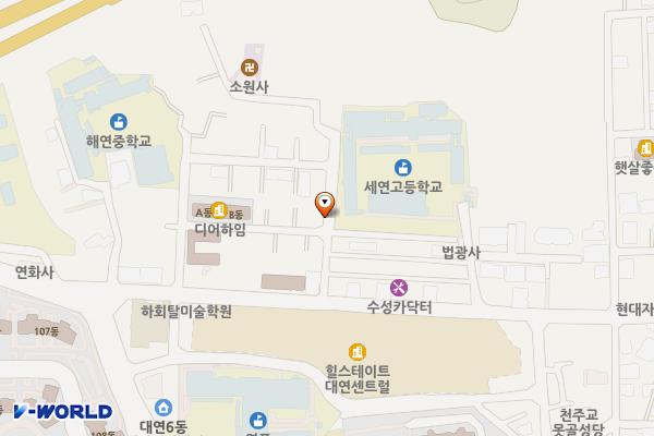 부산세무고등학교주변 위치 지도 — 부산광역시 남구 대연동 1801