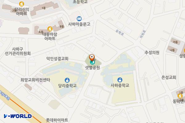 당리동 샛별공원 지하공영주차장 위치 지도 — 부산광역시 사하구 낙동대로356번길 55