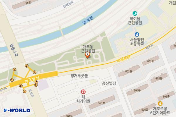 개포동공원 위치 지도 — 서울특별시 강남구 개포로 509