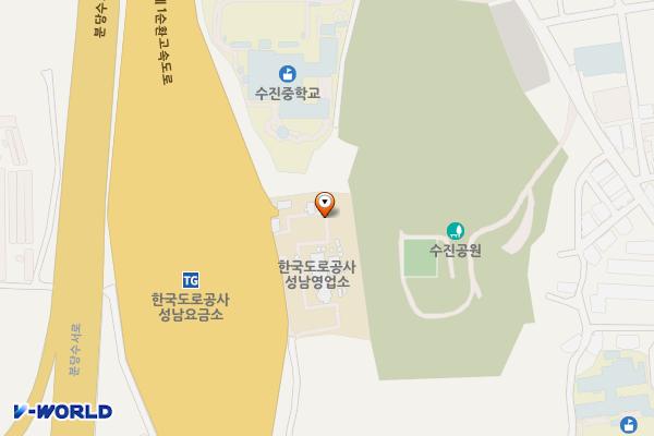 성남휴게소(외측방향) 위치 지도 — 경기도 성남시 수정구 산성대로 41 (수진동)