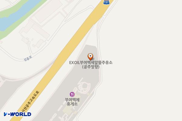 부여백제(공주) 휴게소 위치 지도 — 충청남도 부여군 내산면 서천공주고속도로 26 (율암리)