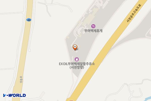 부여백제(서천) 휴게소 위치 지도 — 충청남도 부여군 내산면 서천공주고속도로 25 (율암리)