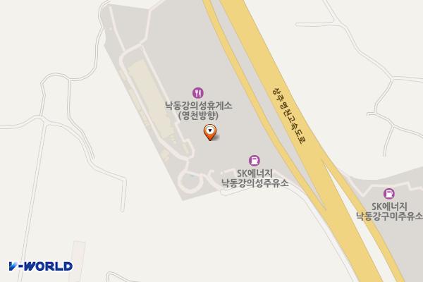 낙동강의성휴게소(하행) 위치 지도 — 경상북도 구미시 도개면 용산리 산21-8