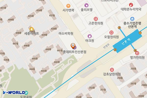 롯데마트 피트인산본점 위치 지도 — 경기도 군포시 번영로 485 (산본동)