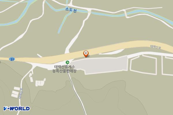 태백산국립공원 유일사 주차장 위치 지도 — 강원특별자치도 태백시 혈동 260-68