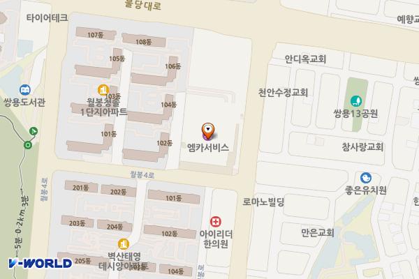 대하마트 위치 지도 — 충청남도 천안시 서북구 월봉로 95-0 (쌍용2동)