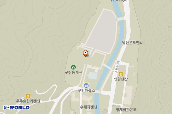 덕유산국립공원 관리사무소 앞 주차장 위치 지도 — 전북특별자치도 무주군 설천면 삼공리 411