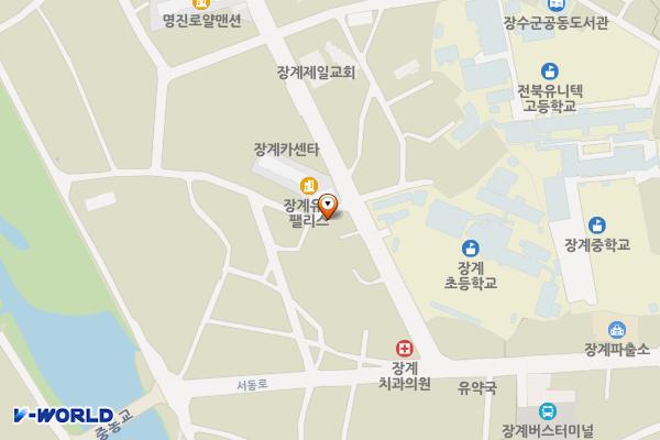 장계초등학교 옆 공영주차장 위치 지도 — 전북특별자치도 장수군 장계면 한들로 66