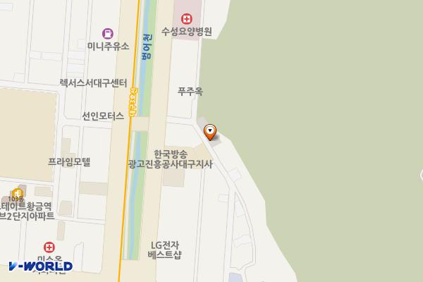 황금2동주민센터 앞 공영주차장 위치 지도 — 대구광역시 수성구 청수로31길 45