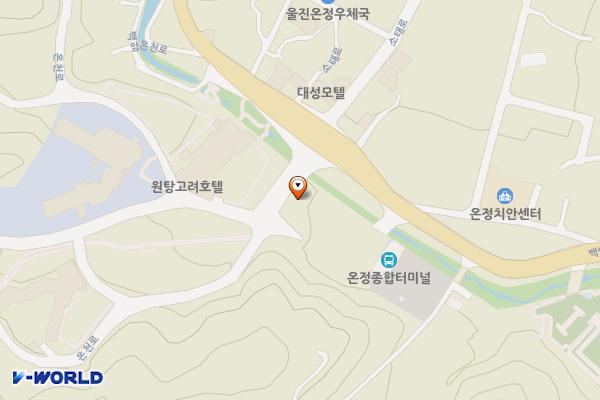 백암온천주차장 위치 지도 — 경상북도 울진군 온정면 소태리 1453, 온정종합터미널 뒤