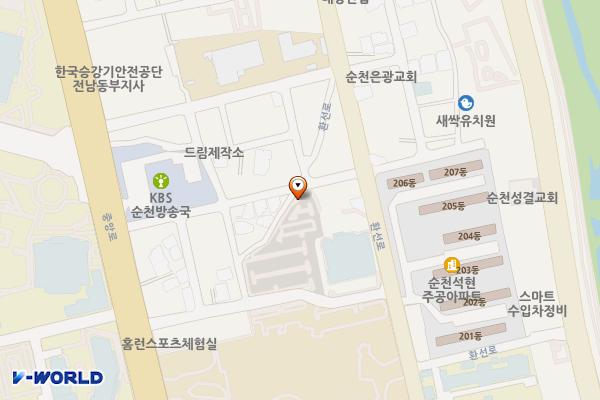 순천시문화건강센터 위치 지도 — 전남광주통합특별시 순천시 환선로 133, 수영장 후면 주차장
