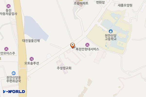 블루핸즈 북천안현대서비스 위치 지도 — 충청남도 천안시 서북구 신당새터 2길 28, 카페 옆