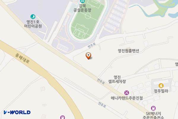 강북공설운동장 위치 지도 — 강원특별자치도 강릉시 연곡면 연주로 188