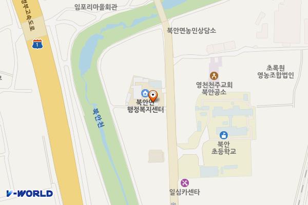 북안면사무소 위치 지도 — 경상북도 영천시 북안면 운북로 1995